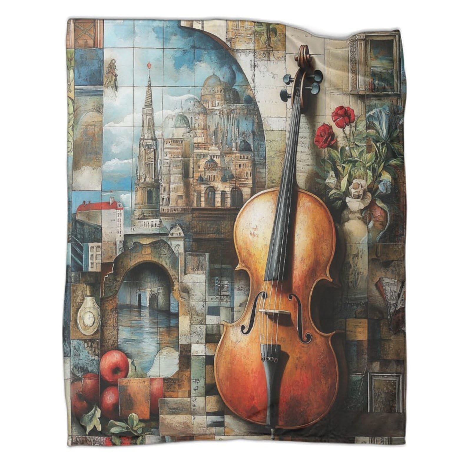 Couverture polaire guitare en flanelle douce de lit 100x130cm