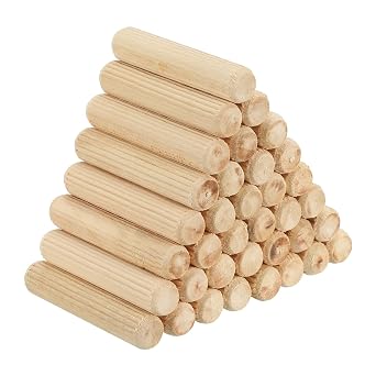 PATIKIL 60pcs Wood Dowel Pins 1/2"x2"12x50mm Fluted Wooden Dowel Pin