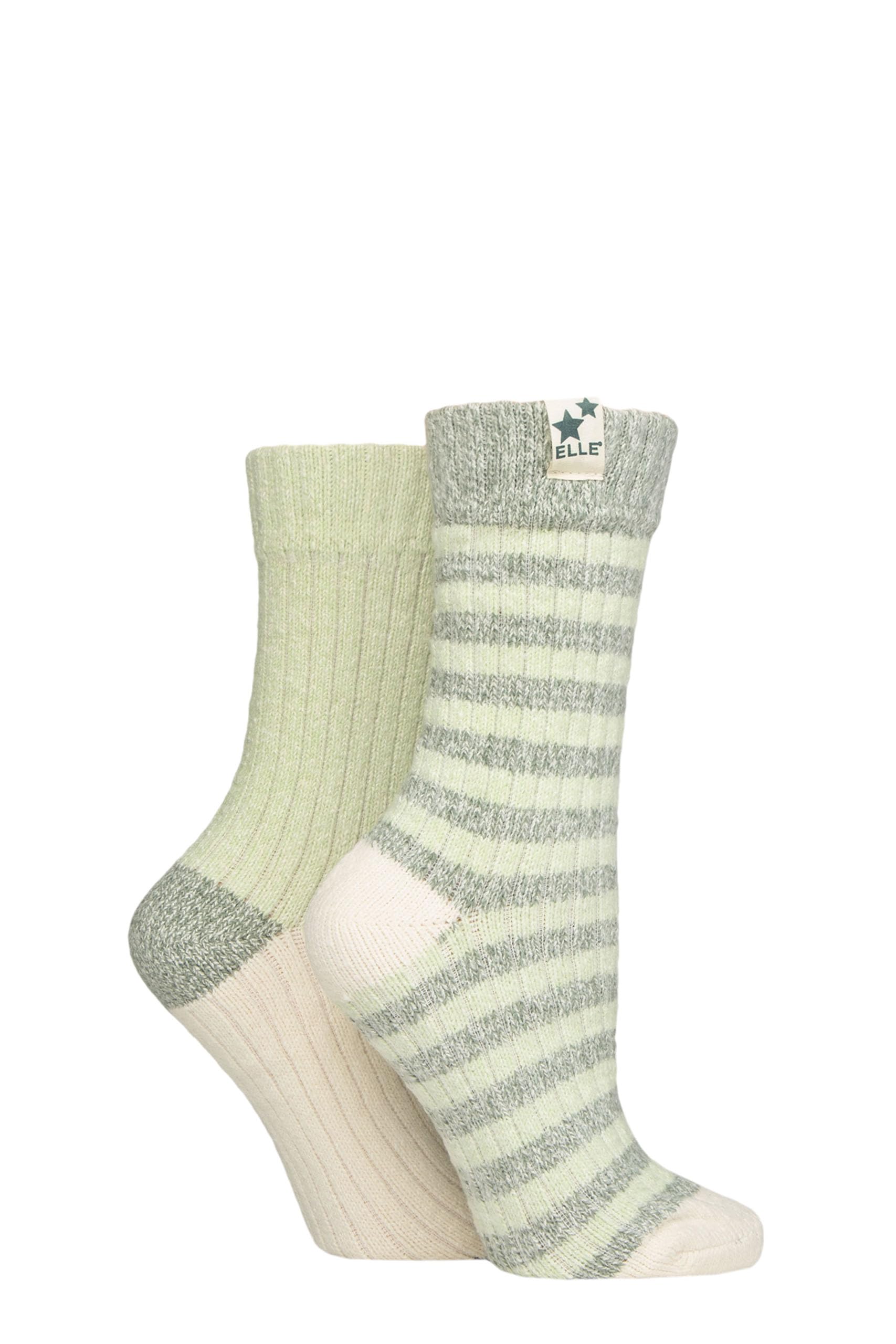 Elle Women's Light Pine Ribbed Boot Socks - Feminine, Chunky And Soft, For The Outdoors, Walking And Hiking In A Multipack Of 2 Size 4-8