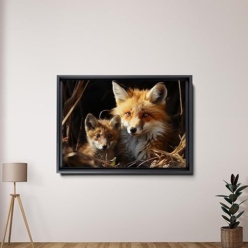 Miniatura 2 de Fox Mother Cub Print, In The Style Of Stencil,Based, Kids Wall Art, Kids Wall Art Display, Mom And Baby Animal Art Print, Wall Art, Art Print