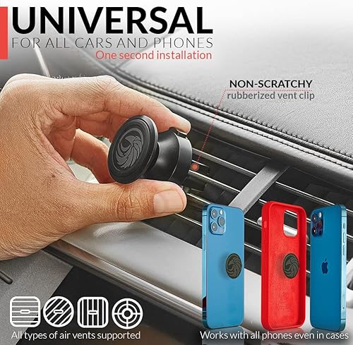 Miniatura 3 de Soporte magnético para teléfono celular 2024 para ventilación de automóvil totalmente metálico- para cualquier teléfono inteligente (iPhone,