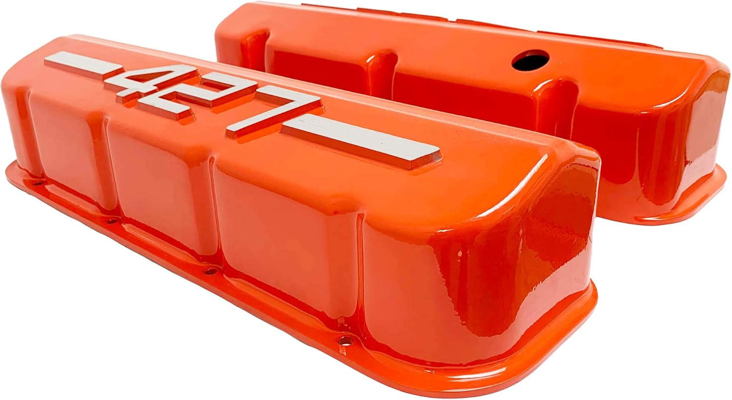 Big Block Chevy Racing 427 Valve Covers (Raised Logo) Orange