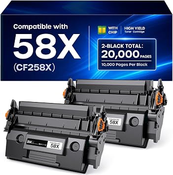 58X CF258X Toner Cartridge Black with Chip Replacement for HP 58X 58A | High Yield Work with LaserJet MFP M428fdw M428fdn M428dw M404 M428 Pro M404n M404dn M404dw Printer 2 Black