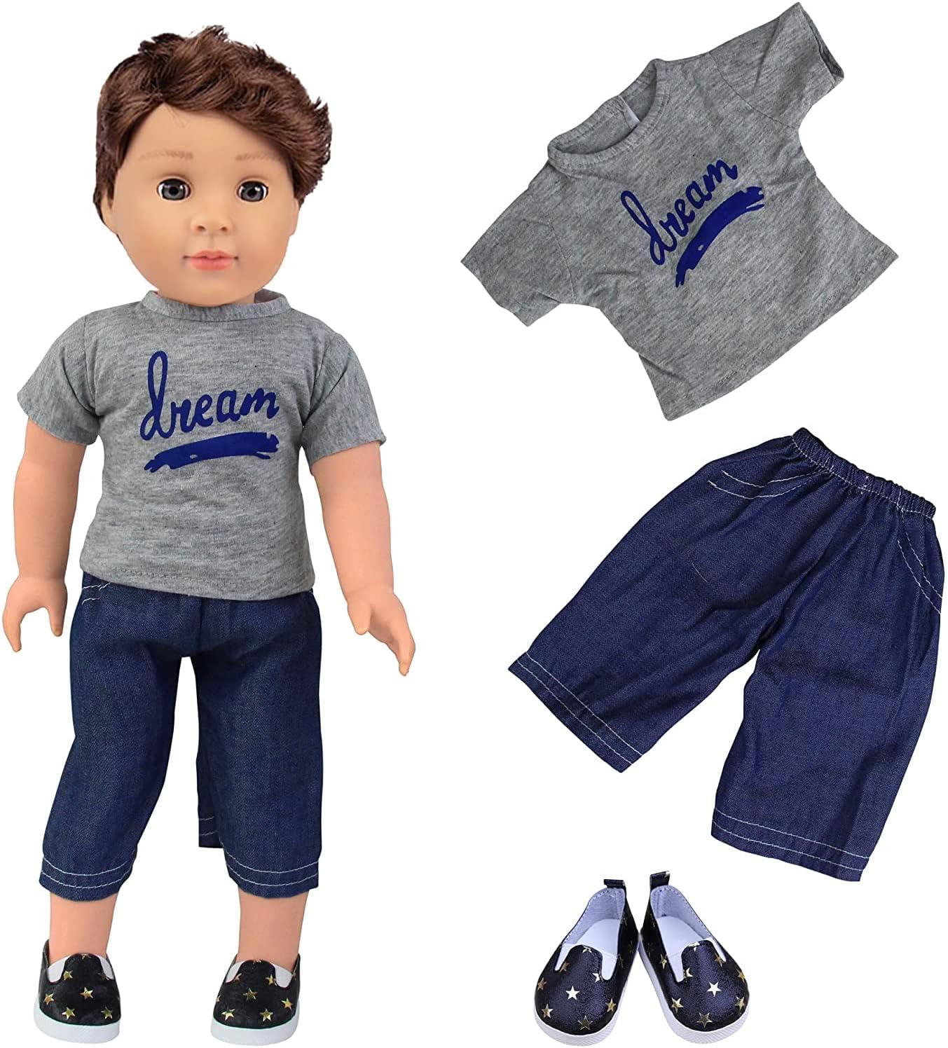 ZITA ELEMENT Fashion Quality 5 Sets Boy Doll Clothes Outfits with 2 Pairs of Shoes for 18 Inch Boy Doll Clothes and Accessories