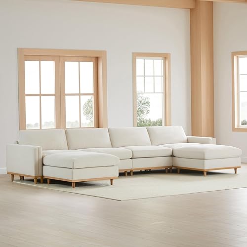 Miniatura 4 de CHITA Súper Grande Sofá Modular Seccional Convertible en Forma de U de Lujo, Sofá Moderno Relleno de Plumón, Sofá Nube de Asiento Profundo, 153