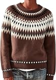 CHENXDZHAO Fair Isle Sweater Women – Match:Pairs well with jeans, leggings, straight pants, wide-leg
