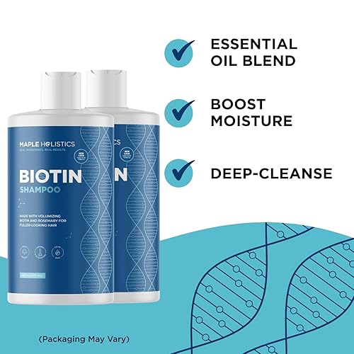 Miniatura 4 de Champú voluminizador de biotina para cabello fino - Champú de cabello fino con queratina de romero y aceites esenciales para el cuidado del cabello