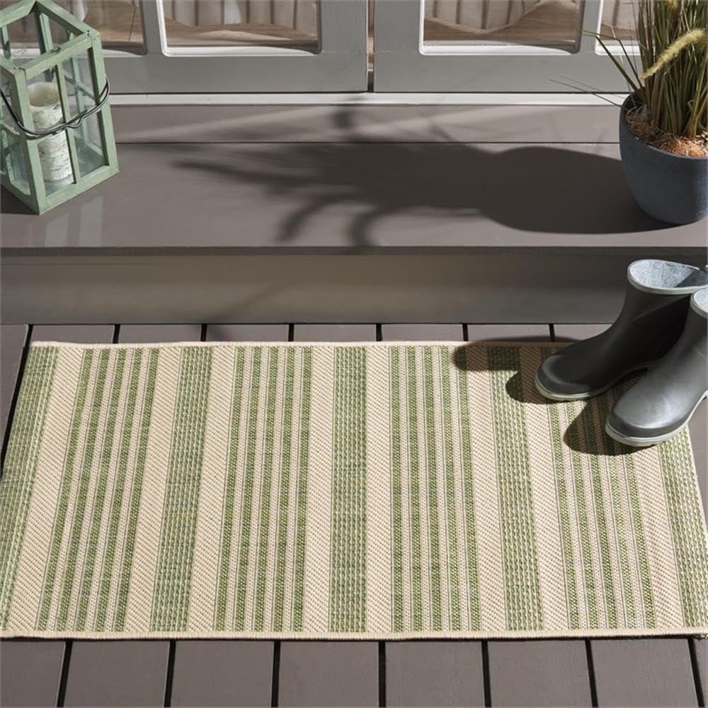 Pemberly Row Indoor Outdoor Accent Rug, 2' x 3'7", Beige, Durable Design, Neutral Decorative Floor Covering for Doorways, Kitchens, Entryways, High-Traffic Areas, Versatile Small Space Rug