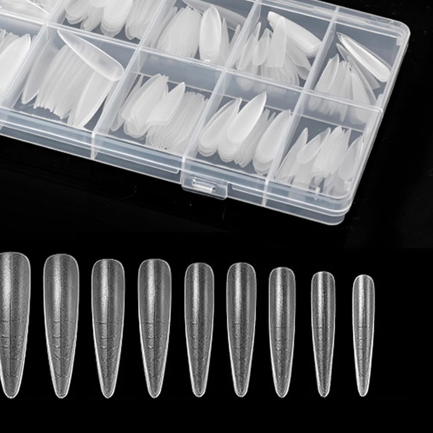 Acrylic Nail Forms - 240 Piece Clear Press-On Art Mold | Full Cover Nail System Form | for Builder Fake Women Finger Toes Home Professional Beauty
