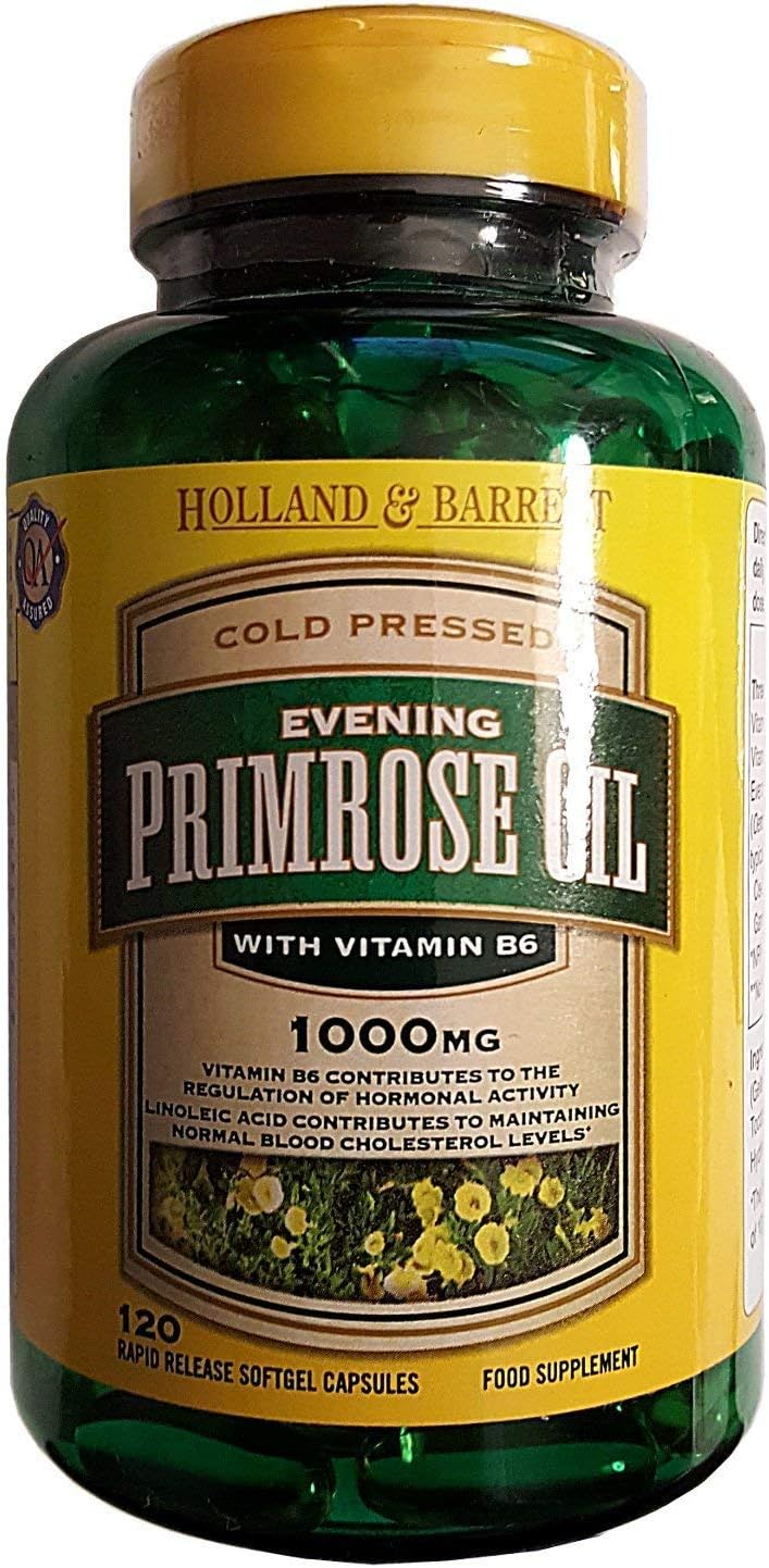 HNB Evening Primrose Oil and Starflower Oil Capsules,1000mg Plus Vitamin B6 180 Capsules