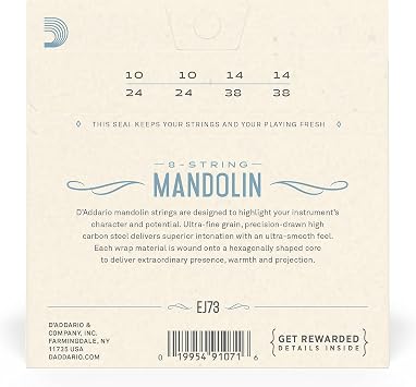 D'Addario Phosphor Bronze Mandolin Strings EJ73, 10-38