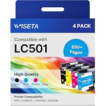 LC501 Ink Cartridges Compatible for Brother LC501 Ink Cartridge LC501XL LC 501 Series Ink LC501 Ink Cartridge for Brother Printer with Brother MFC-J1360DW MFC-J1410DW MFC-J1260W Printer