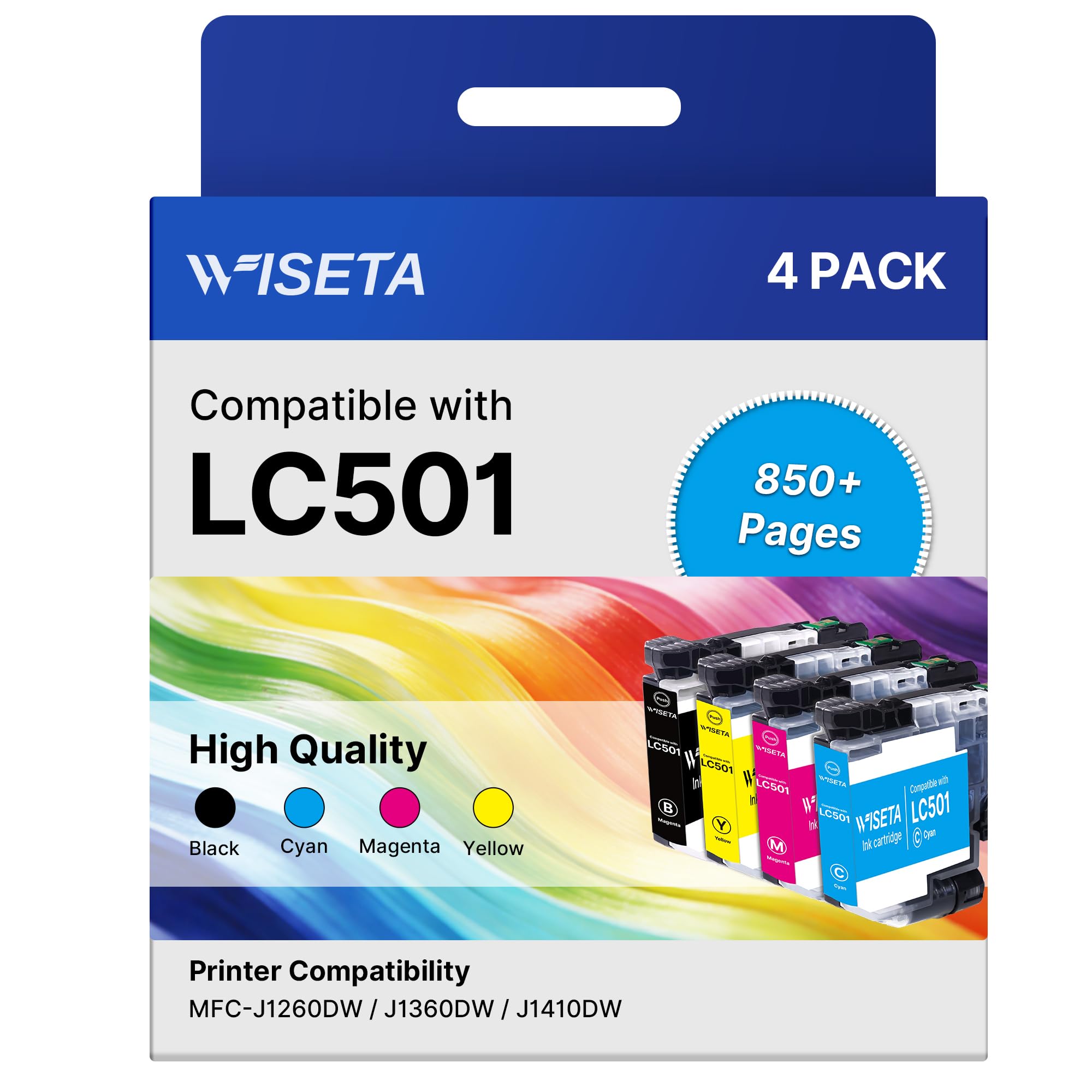 LC501 MFC-J1360DW Ink Cartridges for Brother Printer LC501XL LC 501 Series | Replacement for Brother LC501 Ink Cartridges LC 501 XL for Brother MFC J1360DW MFC-J1410DW J1260W J1260DW J1410DW (4 Pack)