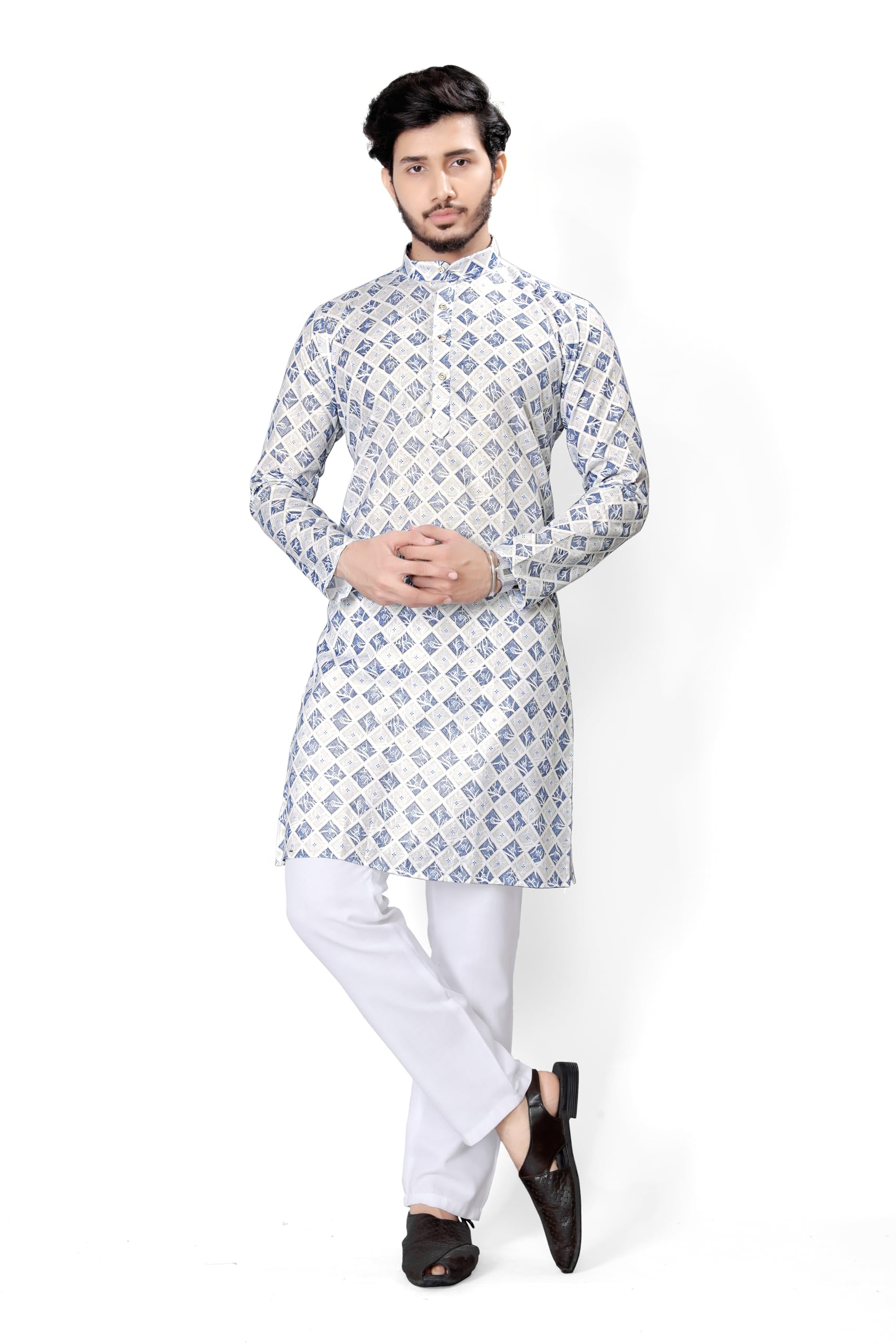 shajara Mens Cotton Blend Printed Kurta for Comfortable Fit | Perfect for Casual and Semi Formal Wear Stylish and Elegant Traditional & Modern Fashion-picture-11