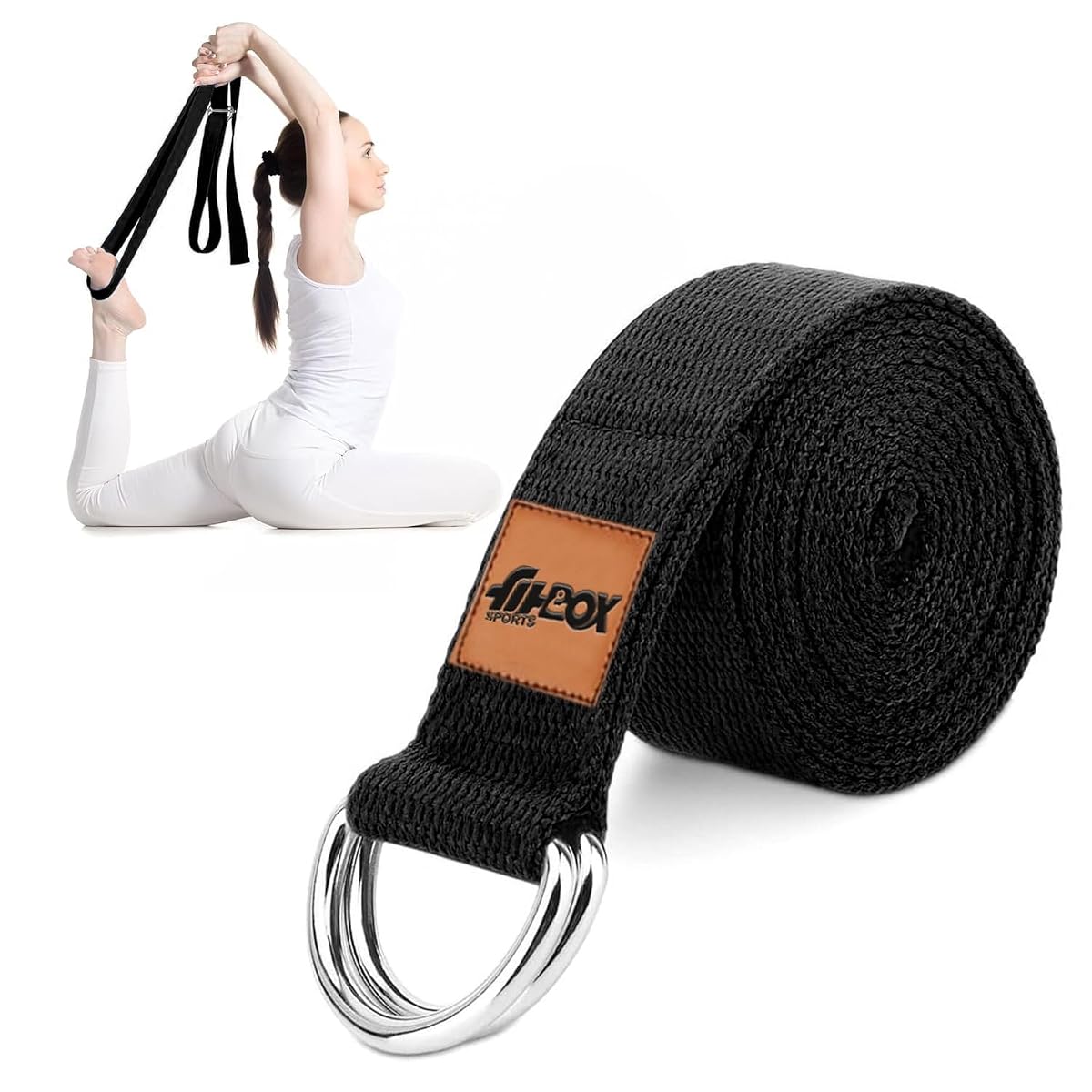 FitBox Sports Yoga Belt for Men and Women - Yoga Strap for Stretching with