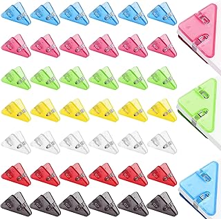 42PCS Triangular Transparent File Corner Clip Translucent Colored Paper Clips Cute Plastic Bunder Clip for Office Staff Student Teacher Prevent Book Corner Curling