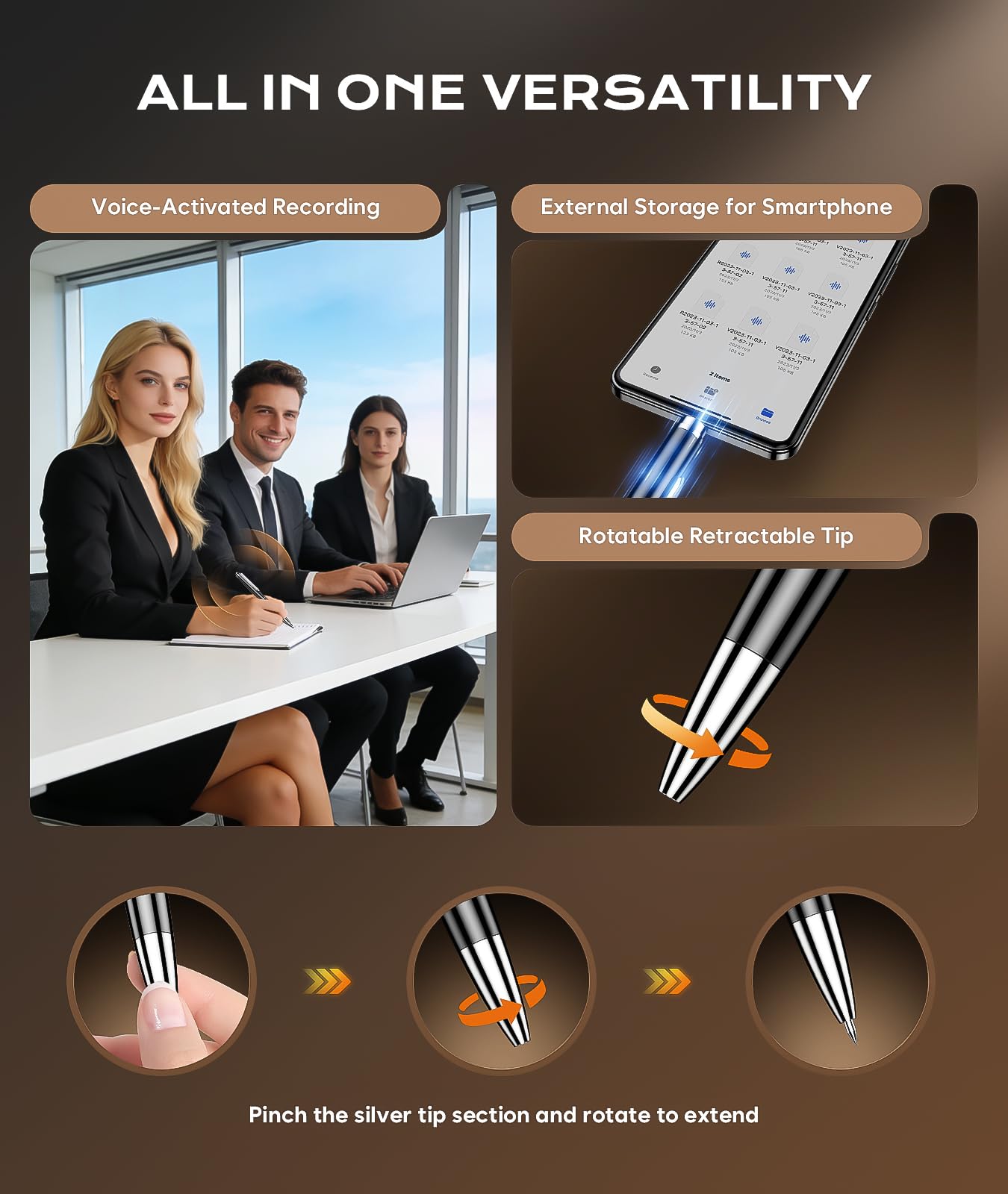 136G Digital Voice Recorder, Playback & Voice Activation Recording Device with 30Hour Continuous Recording, 9800 Hours Record Device with AI Noise Reduction for Lectures/Interviews/Meetings - 5