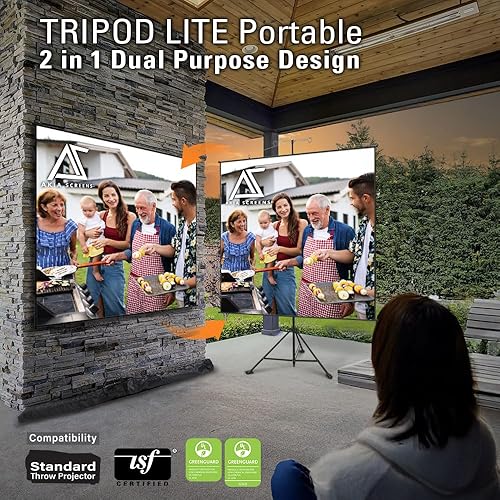 Miniatura 4 de Akia Screens Pantalla de proyector portátil 2 en 1 de 110 pulgadas con soporte y bolsa de transporte 43 169 8K 4K HD 3D, soporte o montaje en pared,