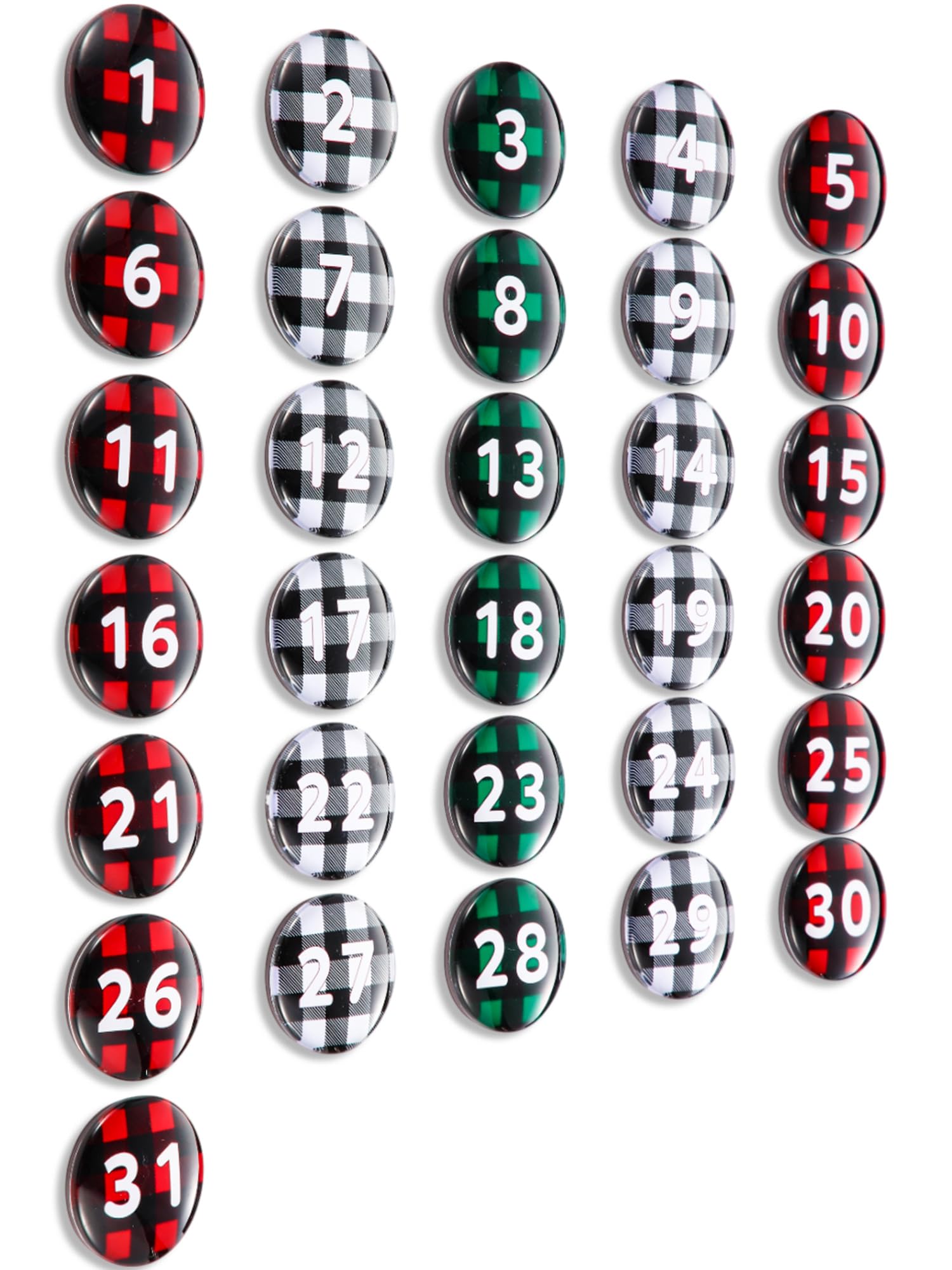 Tellegloww 31 Large Magnetic Calendar Numbers, Colored Glass Calendar Magnets for Schedule Dry Erase Whiteboard, Magnetic Whiteboard, Refrigerator(Plaid, 1.37") โ image 1