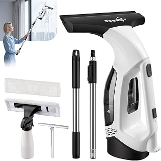 Cordless Window Vacuum Squeegee, 4000mAh Large Capacity & 30-40" Long Pole | 2000Pa Electric Squeegee, 11" Wide Blade, 150ml Tank, Electric Window Cleaning Tool for Windows, Shower Glass, Mirror, Door