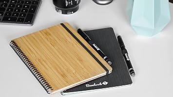BAMBOOK Classic - Reusable Notebook - Luxurious Bamboo Hardcover - A4 - Blank - Rewritable Notebook, Dry Erase Board Notebook, Whiteboard Notebook, Erasable Notebook - Includes Free Pen App