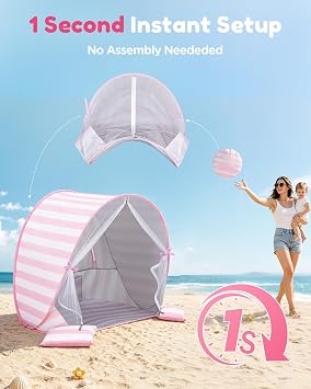 Baby Beach Tent, UPF 50+ Sun Shelter, Pop Up Beach Canopy