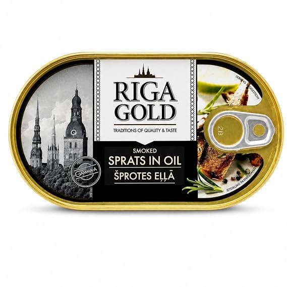 Riga Gold Smoked Sprats in Oil, 6.7 oz Tin, Pack of 3
