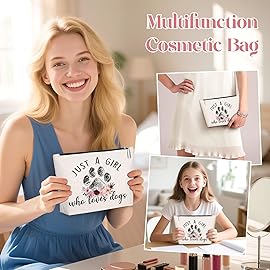 GevGuxLuo Dog Gifts for Dog Lovers, Dogs Makeup Bag for Women Birthday Gifts Ideas for Daughter Sister Bestie