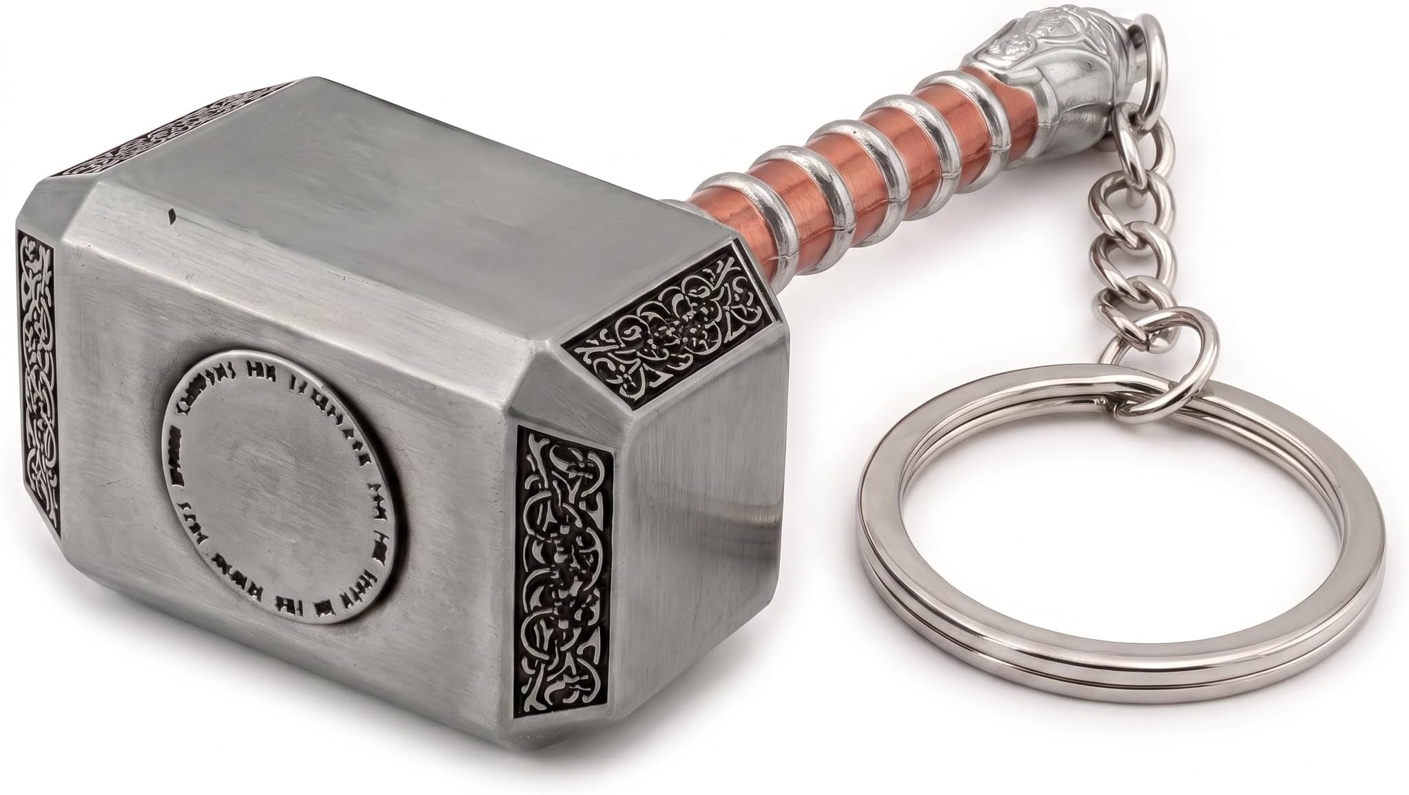 Thor Hammer Marvelous Mjolnir Keyring Fits Perfectly With Characters and Toys Exclusive Single Piece Solid & Impossible To Snap (Silver & Brown)