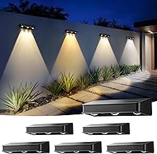 Solar Fence Lights, 1200 mAh Solar Wall Lights Outdoor Waterproof IP65 led for Outside Backyard, Patio, Front Porch, Yard, House, Garden, Pool Decor (6 Pack) 6 Modes