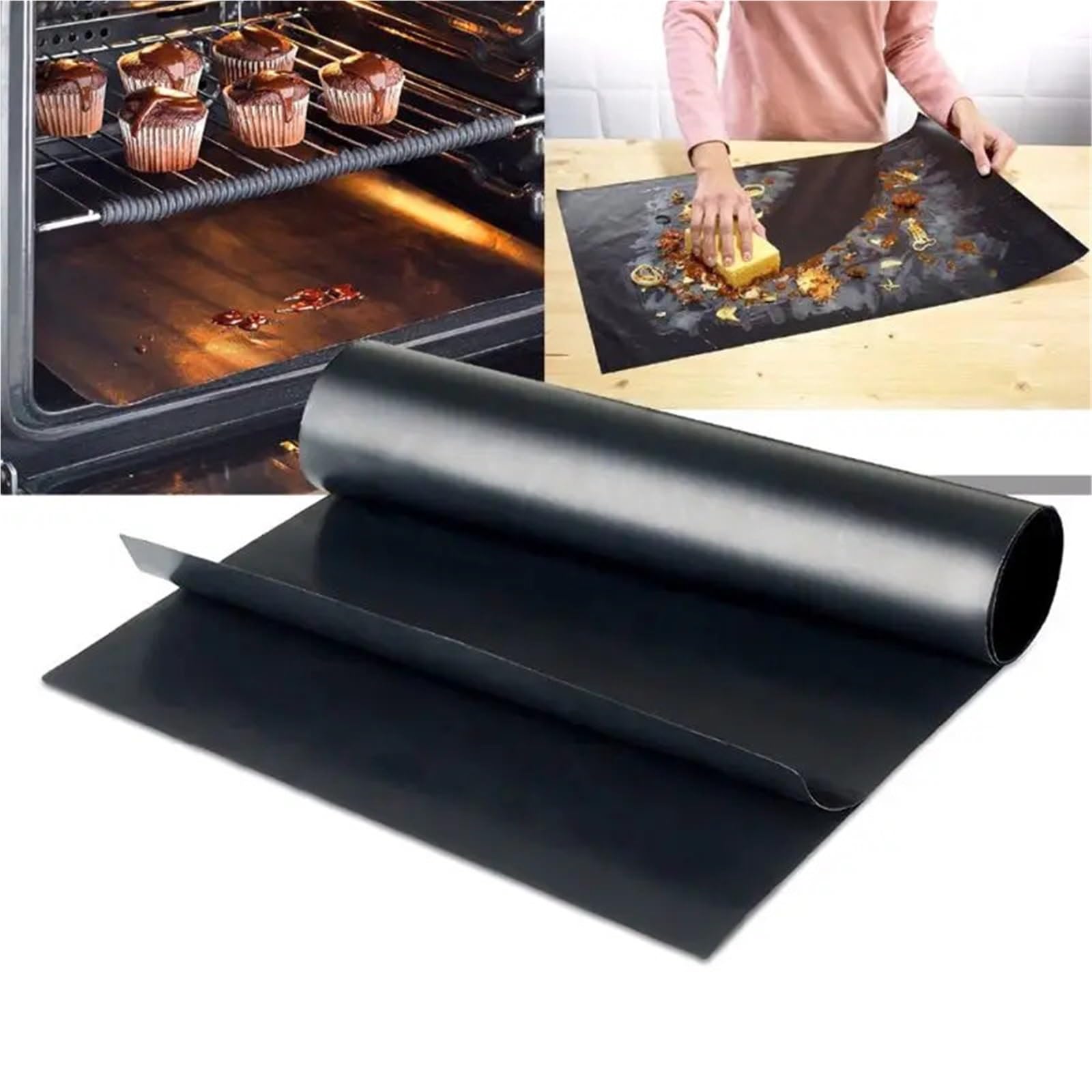 Ofenmatte 4 Stück 33 x 40 cm wiederverwendbare Antihaft-BBQ-Grillmatte 0,08 mm dicke Backeinlagen Kochpad Mikrowellenherd-Matte