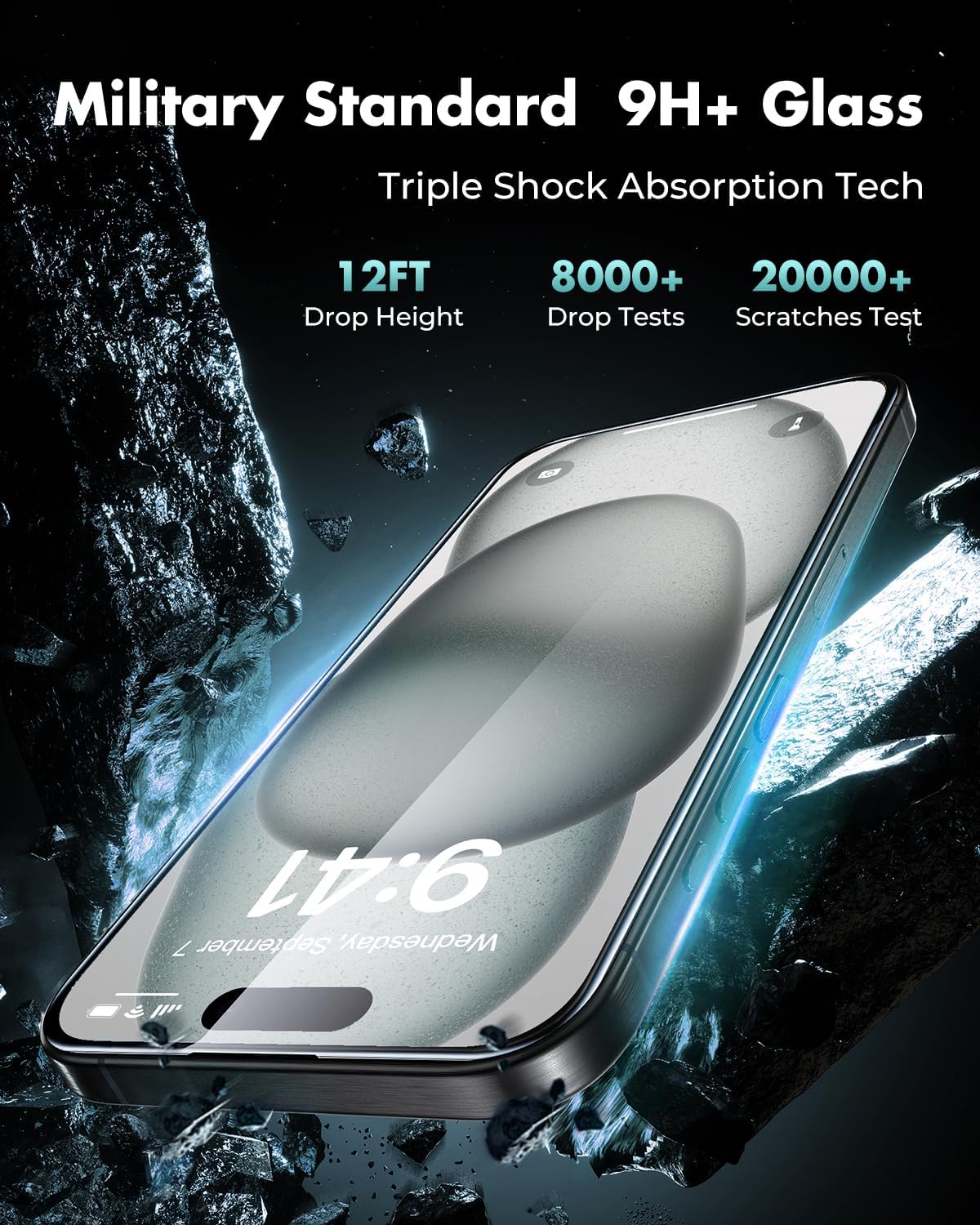 UNBREAKcable 3-Pack Screen Protector for iPhone 15 Plus Tempered Glass - [One-Pull Perfection] [Auto Dust-Elimination] [9H+ Hardness] [99.99% HD Clear] Full Coverage for iPhone 6.7 inch