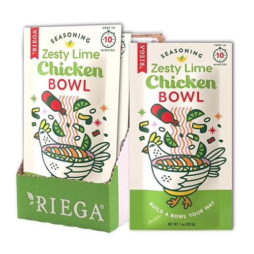 Riega Zesty Lime - Condimento de pollo con lima, mezcla seca perfecta para ensalada de pollo o cuencos de arroz, 1 onza (paquete de 8)