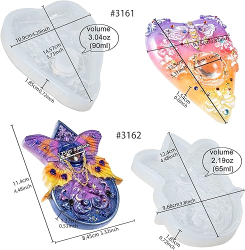 Miniatura 2 de FUNSHOWCASE Oculus Planchette Silicona Resina Moldes Mariposa y Polillas para Epoxy Casting, arcilla Polímero Proyecto Artesanal 2 en Set 5.3