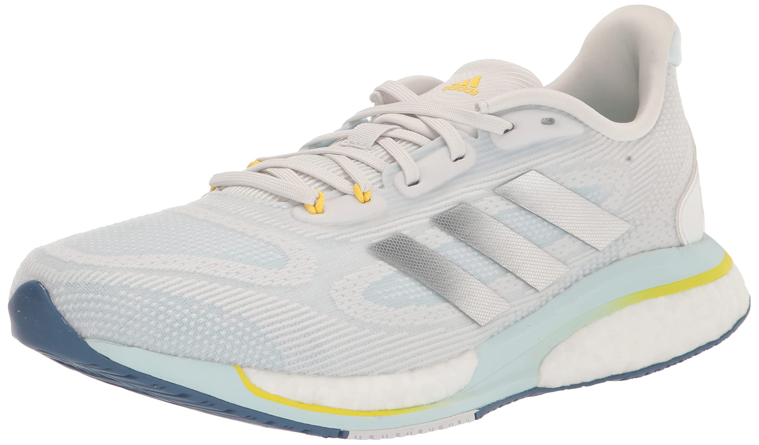 adidas Women's Supernova + Running Shoe, Crystal White/Silver Metallic/Bliss Blue, 12