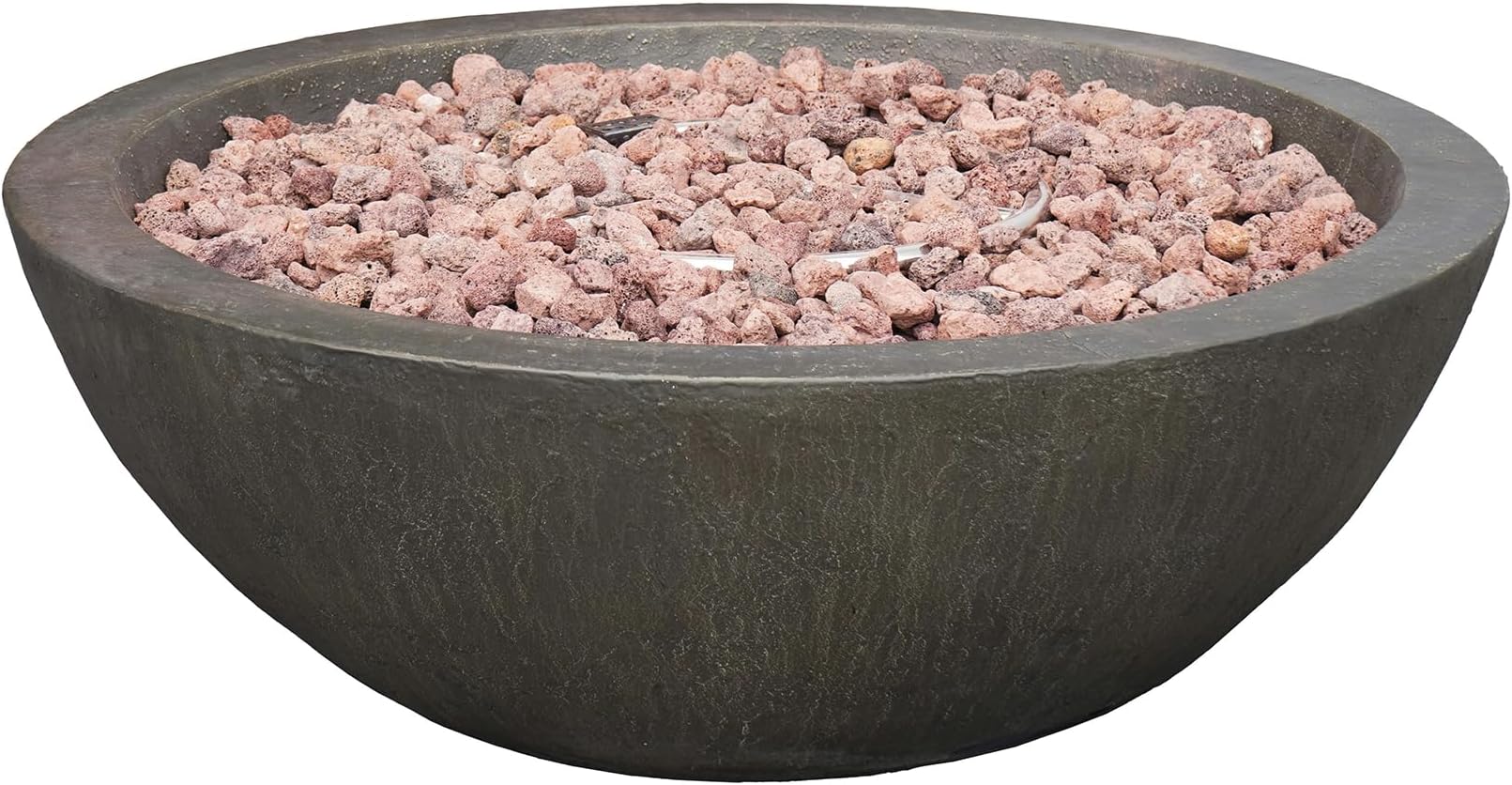 Bond Manufacturing 36" Inch Mondavi Premium Faux Concrete/Cement Fire Bowl (Includes Burner & Lava Rock) Propane (Natural Gas Convertible)