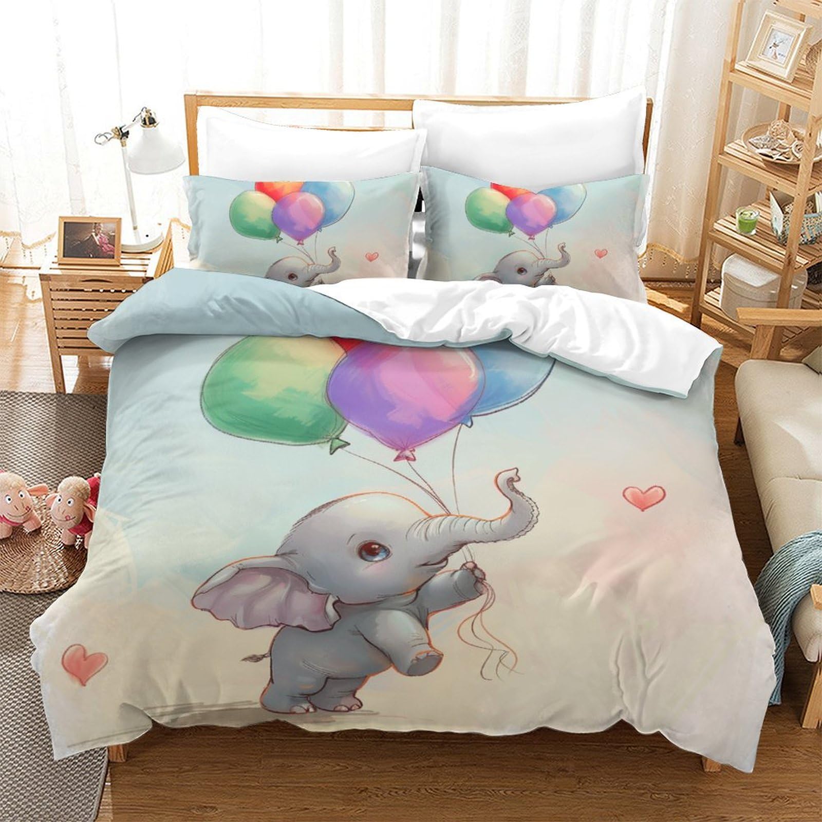 Ensemble de literie 3D éléphants et fourmis pour lit double 200x200
