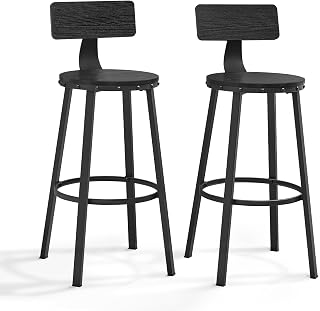 VASAGLE Bar Stools Set of 2, 28.7 Inches Barstools with Back, Counter Stools Bar Chairs with Backrest, Steel Frame, Easy A... Price In India