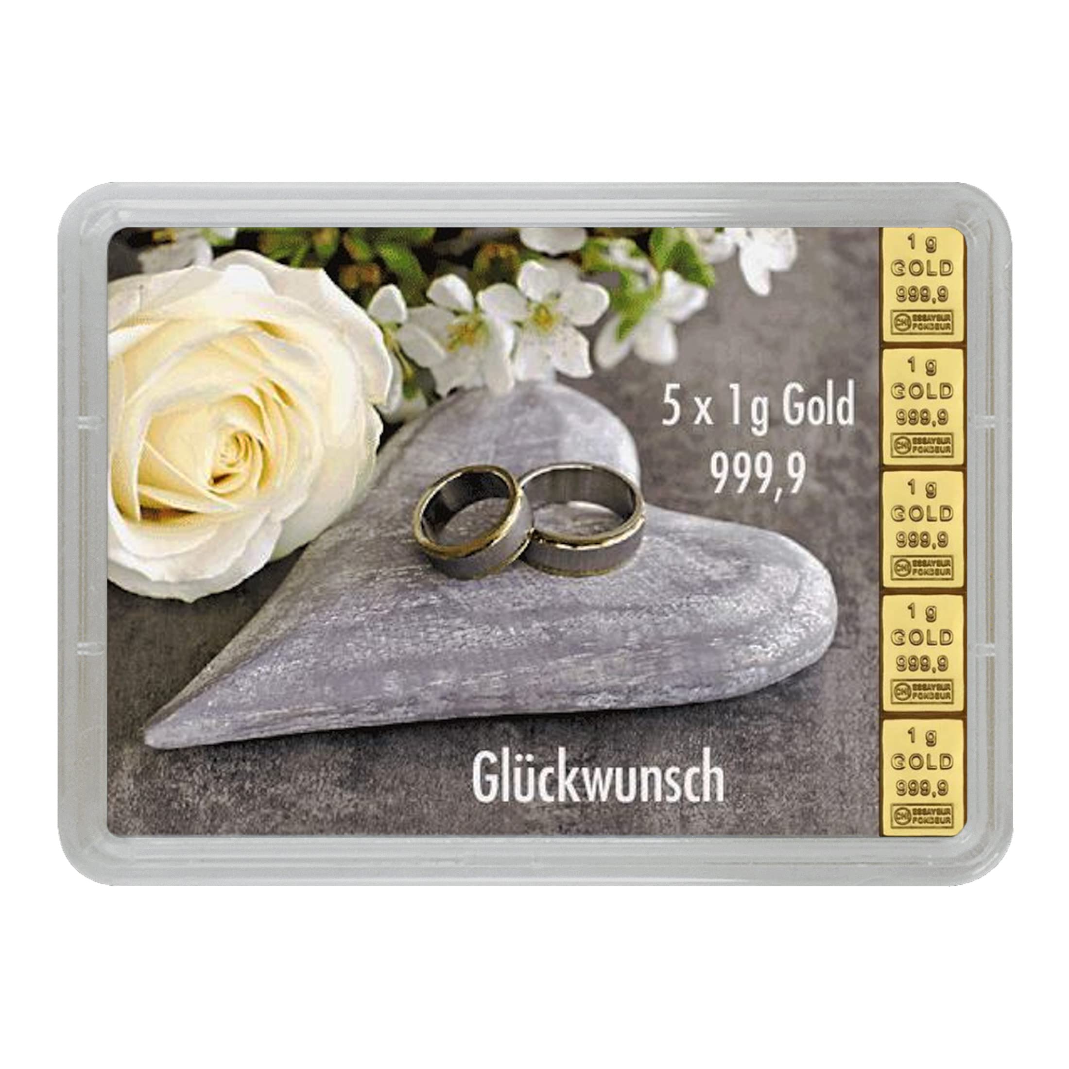 Goldstücke24 - Geschenk zur Hochzeit Herzlichen Glückwunsch zur Hochzeit Goldbarren 5g in schwarzer Geschenkbox - Tolle Geschenkidee