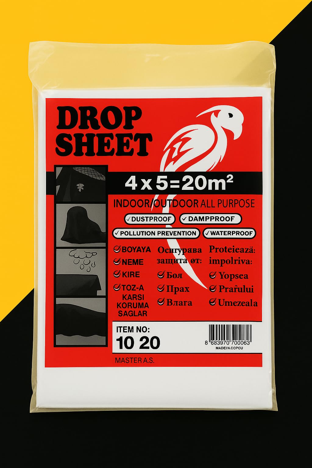 Proalet Hışır Örtü, 4x5 Metre, 20 m², Toz Geçirmez, Su Geçirmez, Dış Mekan Koruma Örtüsü, Boya Koruma, Bahçe, Badana, Şantiye, Zemin Koruyucu Kaplama, Branda