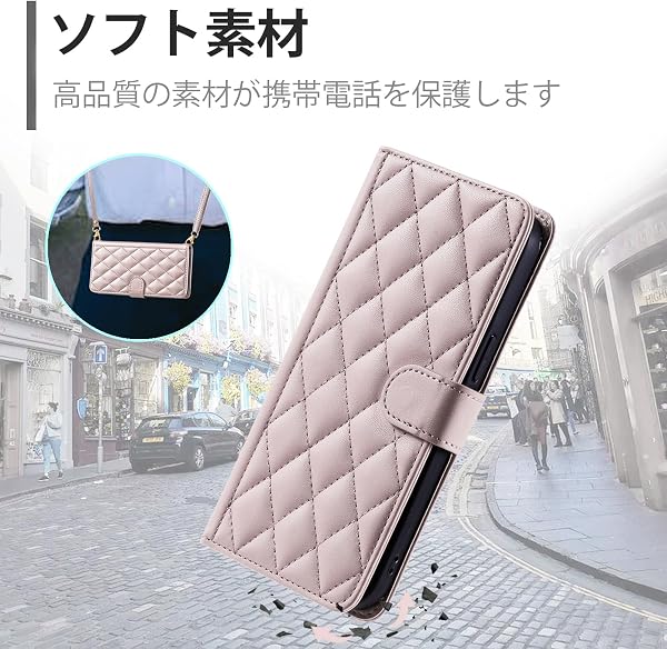 FOR iphone16 ケース iphone 16 ケース 手帳型 おしゃれ ストラップ付き スタンド機能 カード収納 軽量 薄型 耐衝撃 高級PUレザー 滑り防止 財布型 内蔵マグネット 開閉式 チェック柄 上質 耐摩擦 マグネット式 肩掛け 斜め掛けーピンク - 2