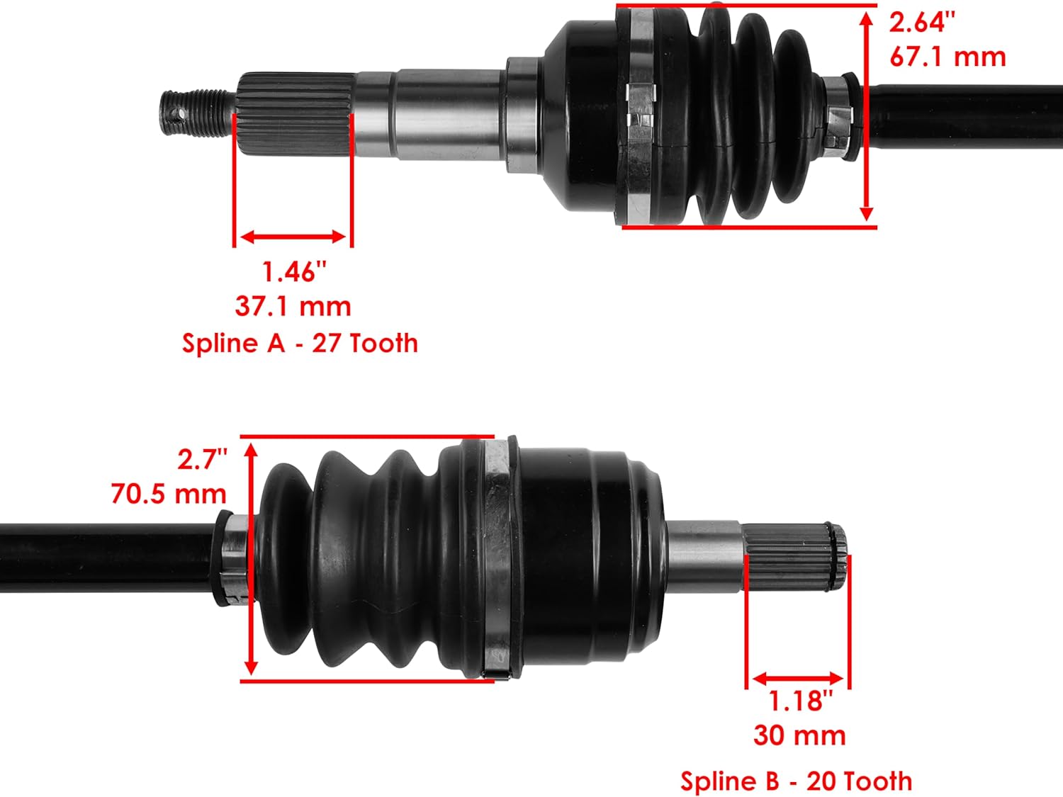 Caltric Front Right and Left Complete Cv Joint Axle Compatible with Yamaha Big Bear 400 Yfm400F 4Wd 2000 2001