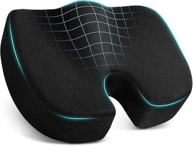 Seat Cushion for Office Chair Memory Foam Non-Slip Cushion Back, Relief Chair Pad, Butt Pillow for Office Chair, Car, Computer Desk(Black, Seat Cusion)