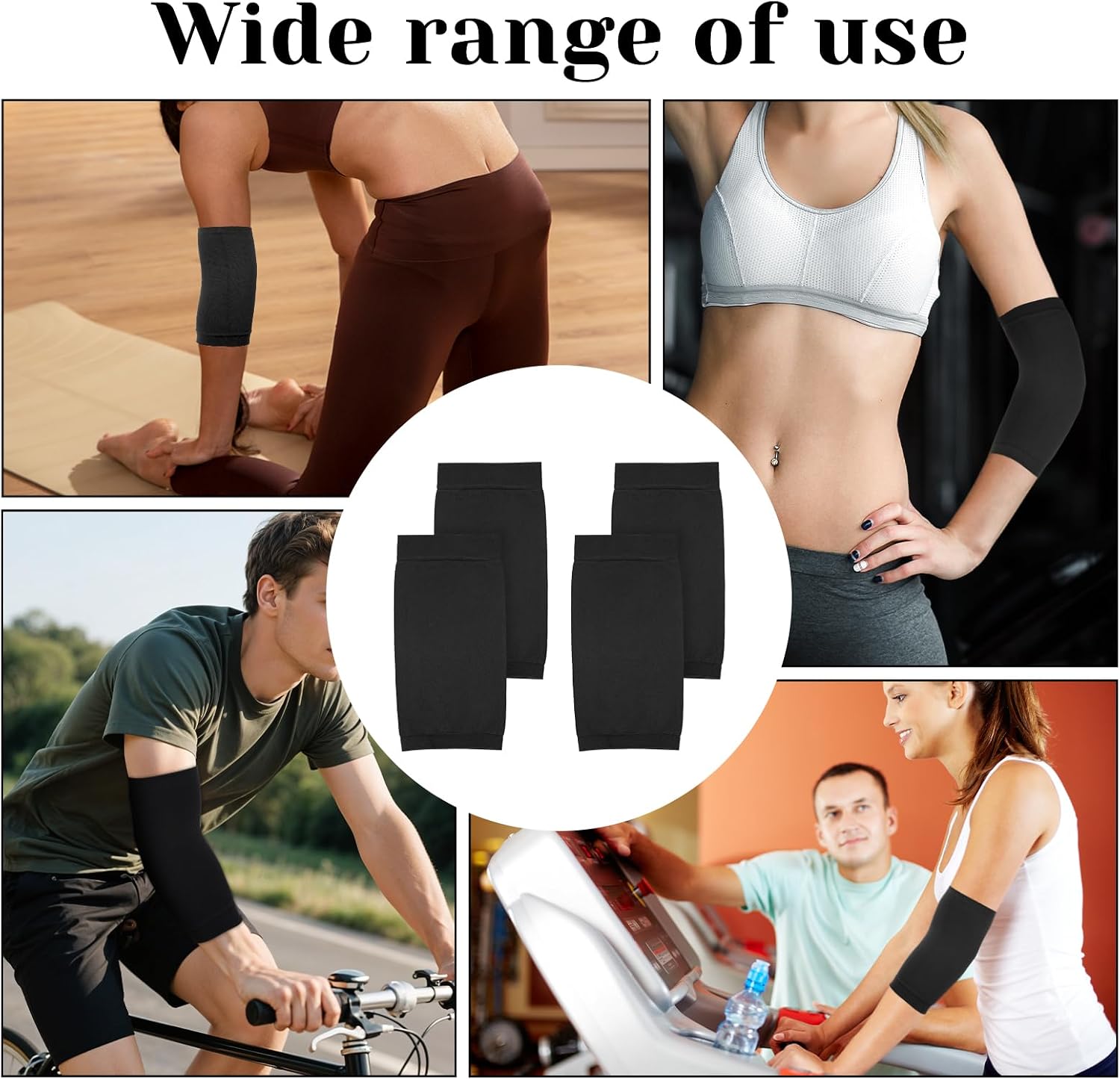 4 Pairs Tattoo Cover up Sleeve, 7.1 X 3.5 Inch Forearm Concealer Support, Tattoo Aftercare UV Protection over Sleeve Elbow Sleeves for Women Men(Black)