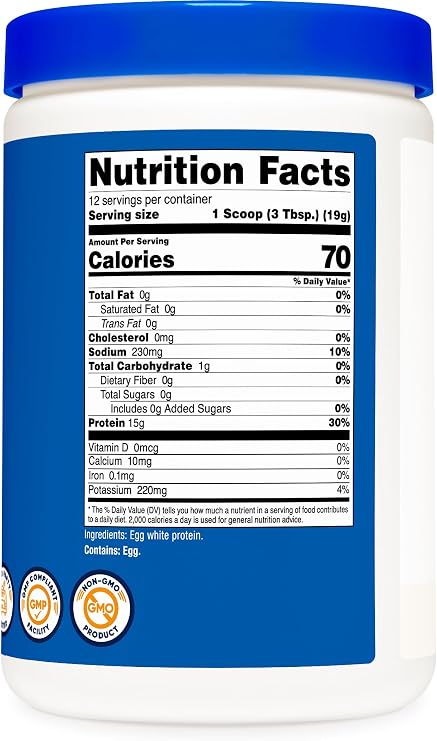 Nutricost Egg White Protein Powder 8oz (Unflavored) - Non-GMO, Gluten Free