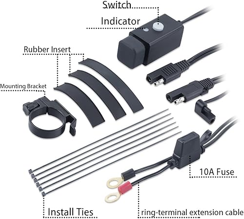 Miniatura 8 de iMESTOU Adaptador de cargador USB dual de motocicleta de 5 V 2.1 A con conector rápido SAE e interruptor de alimentación, puertos de carga