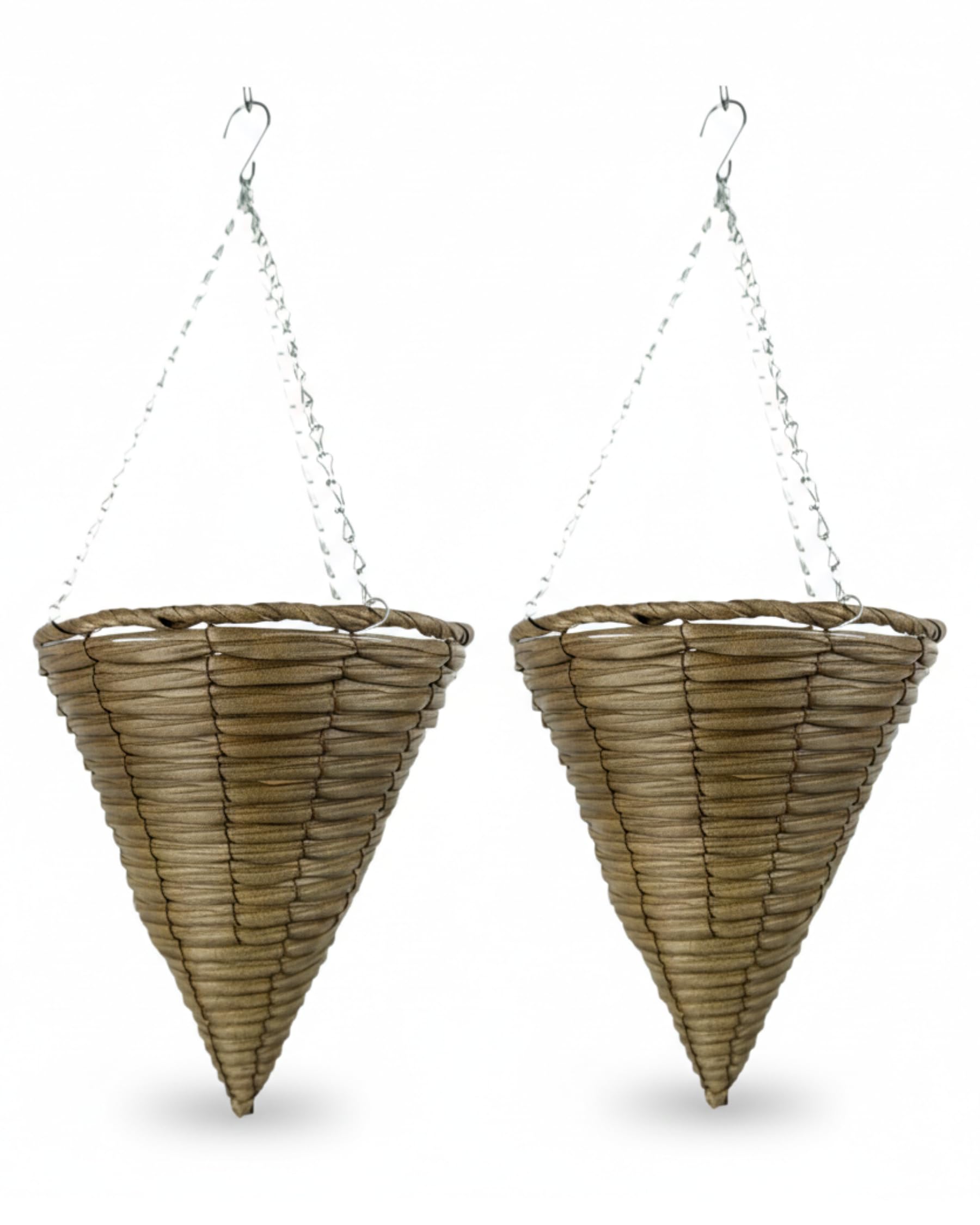 Jardinière suspendue cône durable en rotin plastique pour extérieur