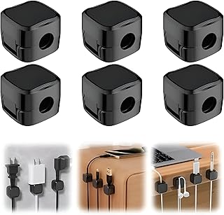 مشابك كابلات مغناطيسية قابلة للتعديل، منظم كابلات مغناطيسي ذاتي اللصق لكابلات الشحن وكابلات HDMI وUSB وكابلات الصوت من جيجنز (6 قطع)