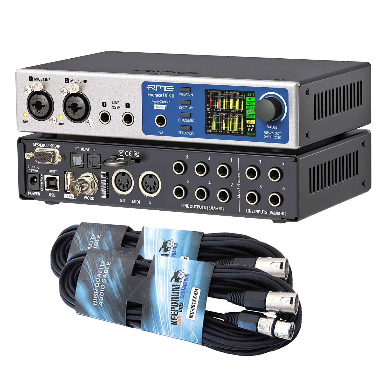 RME Fireface UCX II - Interfaccia audio USB + 2 cavi Keepdrum XLR