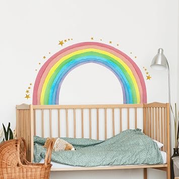 Large Half Rainbow Wall Stickers Colorful Rainbow Stars Wall Decals